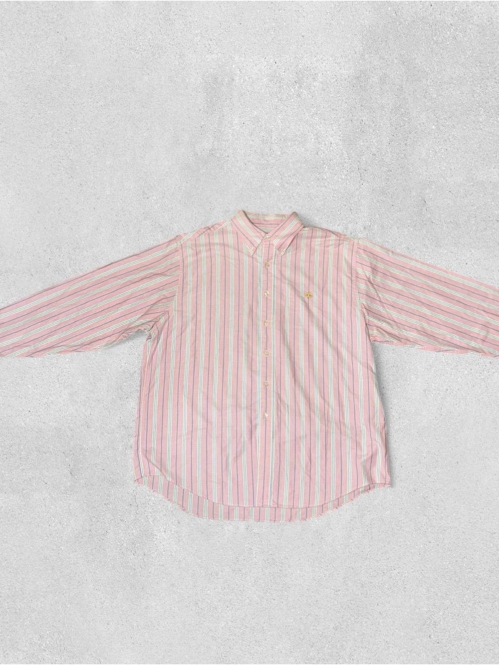 Brooks Brothers Supima Men’s XL Striped Button Up Long Sleeve Spring Preppy Pink